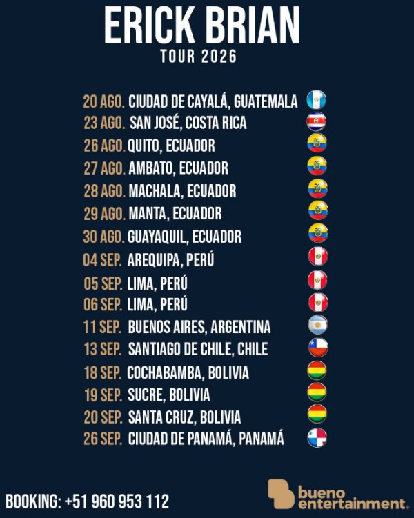Erick Brian Tour FECHAS